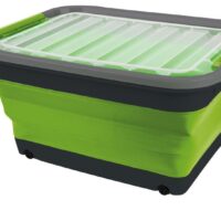 Caixa de armazenamento dobrável de 30 l com tampa e rodas, 54,5 x 39,7 x 9,6 / 27,5 cm